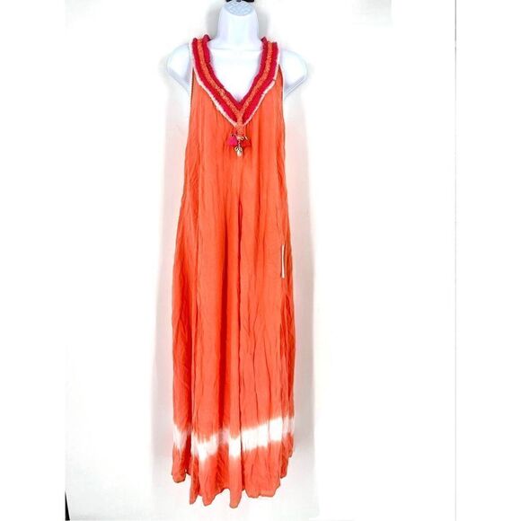 NWT Poupette St Barth Women's Tie-Dye Sleeveless Maxi Dress Orange Pink Size XS - Picture 2 of 12